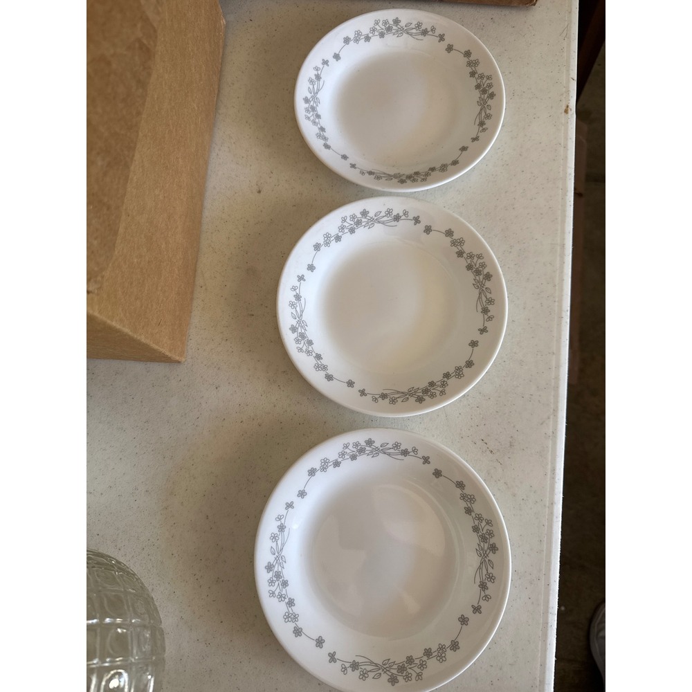 Corelle Grey Elegance 6.75 Inch Bread and‎ Butter Plates Set of 3 White Floral